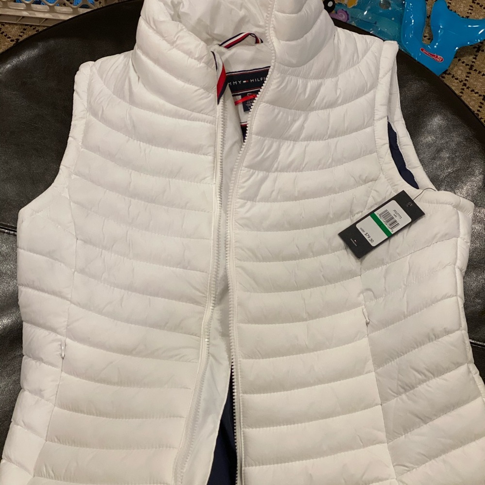 White puff vest